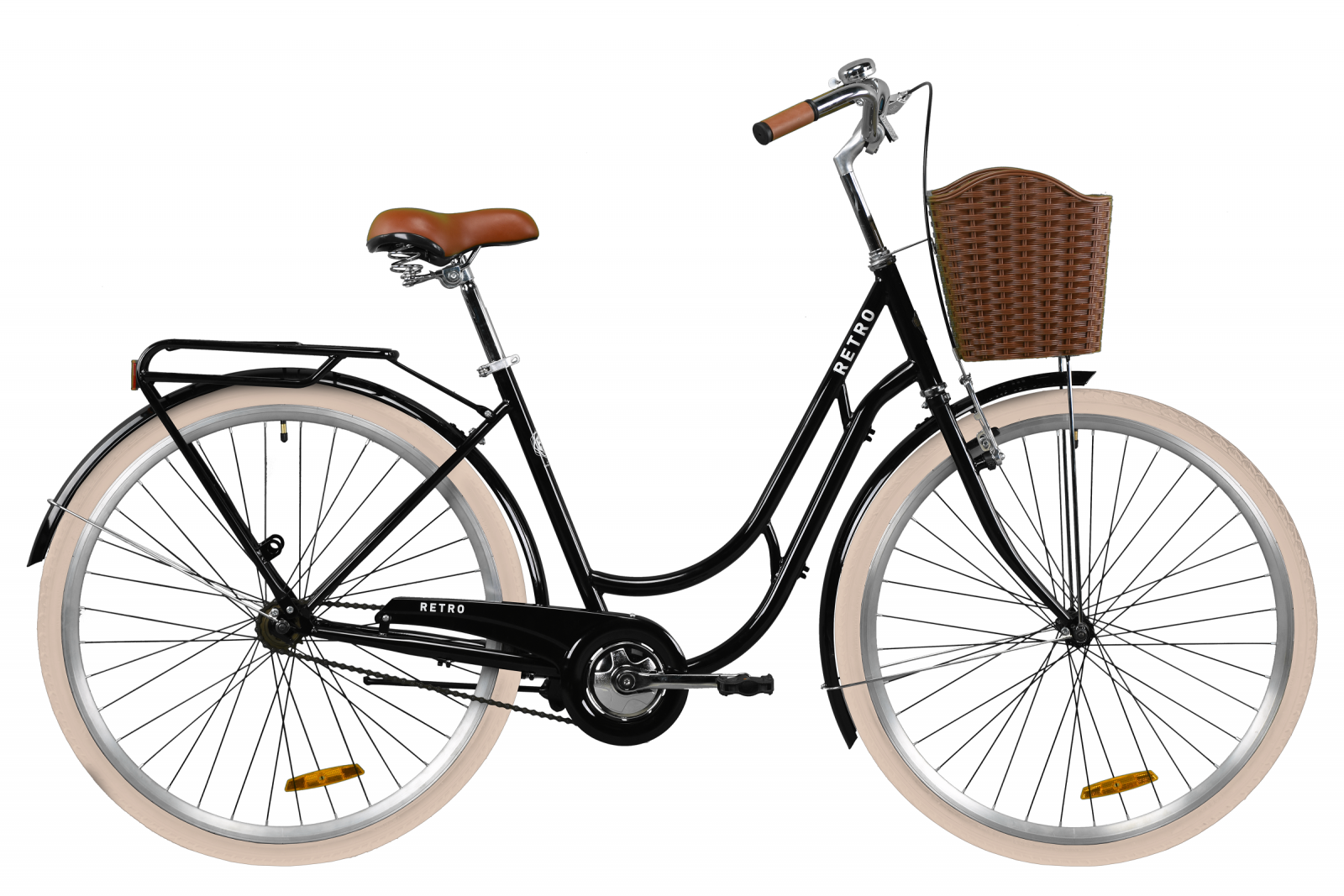 

Велосипед ST 28" Dorozhnik RETRO рама-19" с багажником зад St, с крылом St, с корзиной Pl 2020 Черный
