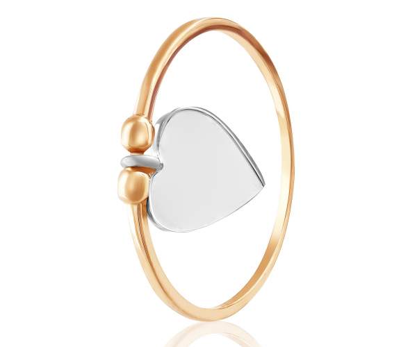 

Кольцо из красного золота с сердцем из белого в стиле Tiffany, КД2061, , 15.5 размер