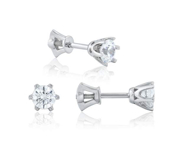 

Серьги-пусеты с камнем SWAROVSKI Zirconia "Соблазн", белое золото, С4096/1GSW