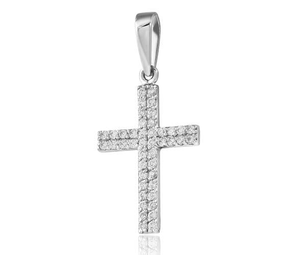

Крест из белого золота декоративный с куб. цирконием, КР0156/1