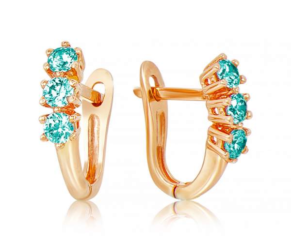 

Серьги золотые с камнями SWAROVSKI Zirconia "Тайна", С4102SWMINT