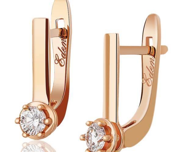 

Серьги золотые с английским замком с камнями SWAROVSKI Zirconia в стиле "Дамиани", С4095SW