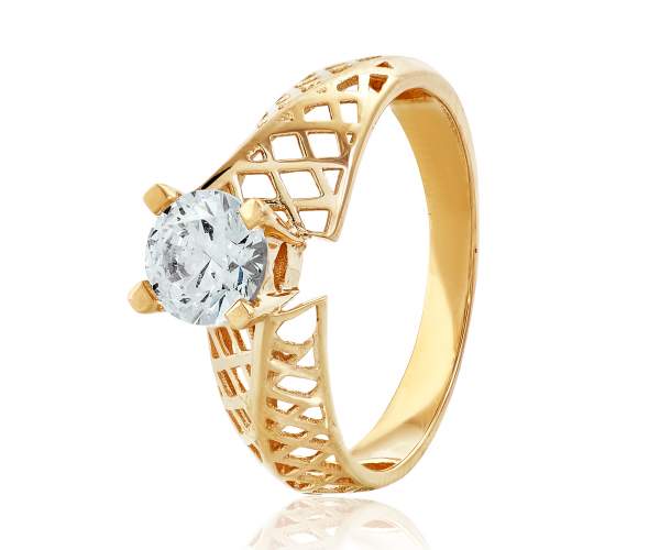 

Кольцо золотое с камнем SWAROVSKI Zirconia "Сети", КД4156SW, 16 размер