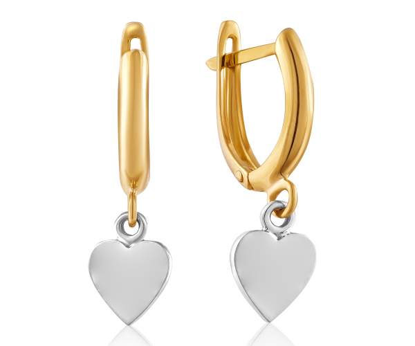 

Серьги-подвески из красного золота с сердцем из белого в стиле Tiffany, С2061V