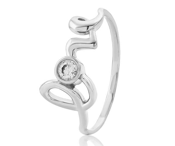 

Кольцо с камнем SWAROVSKI Zirconia "Love", белое золото, КД4139/1SW, 17.5 размер