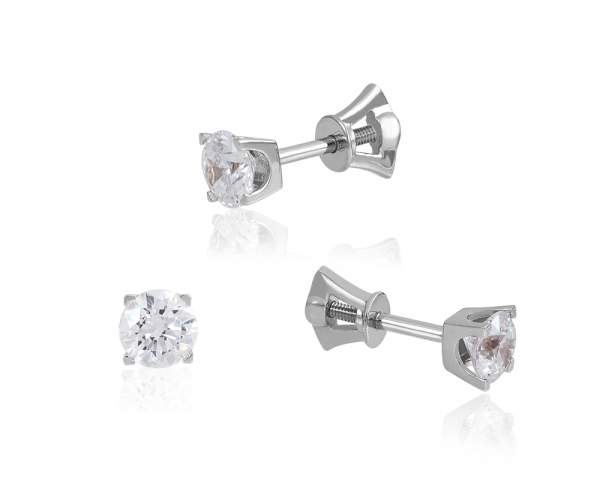 

Серьги-пусеты с камнями SWAROVSKI Zirconia "Премьера", белое золото, С4001/1GSW