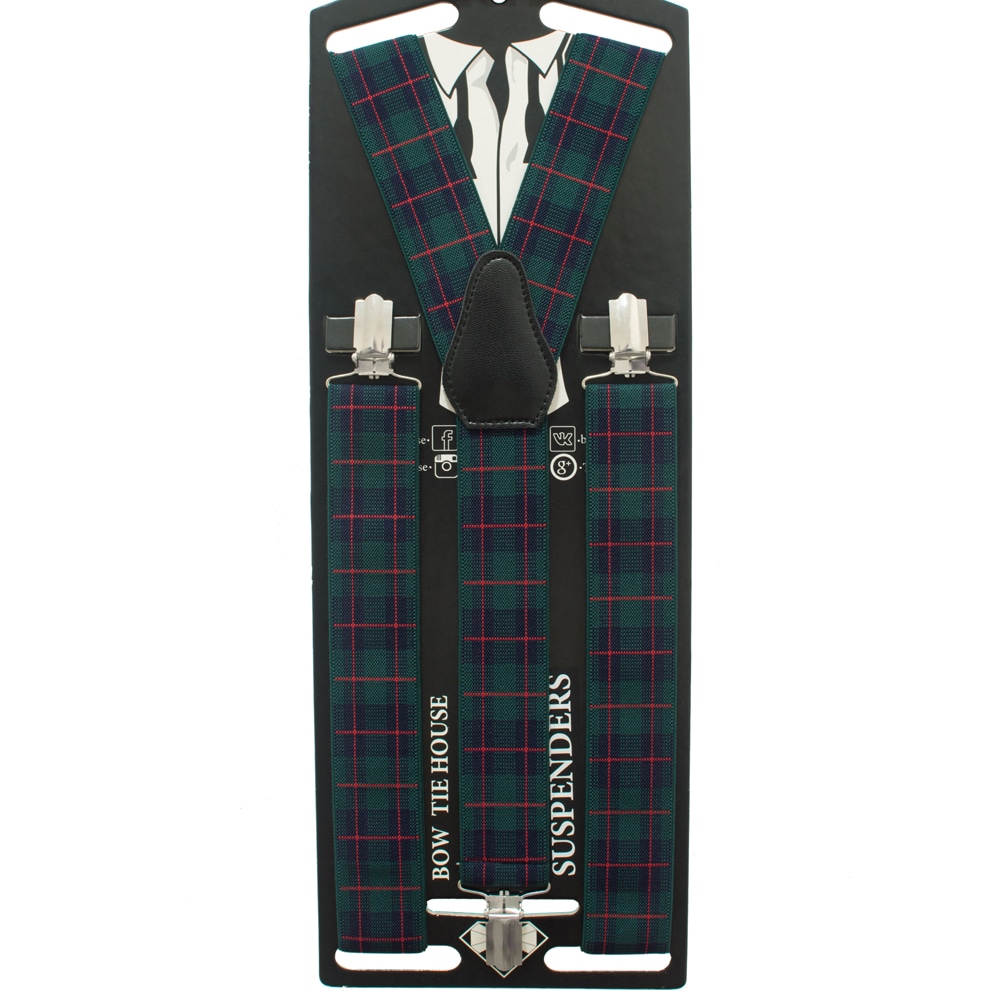 

Подтяжки Bow Tie House длинные галстучные зеленые в шотландскую клетку 07810L
