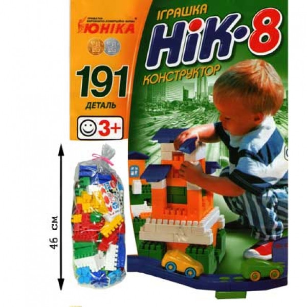 

Конструктор блочный пластиковый "НИК-8" 191 деталь