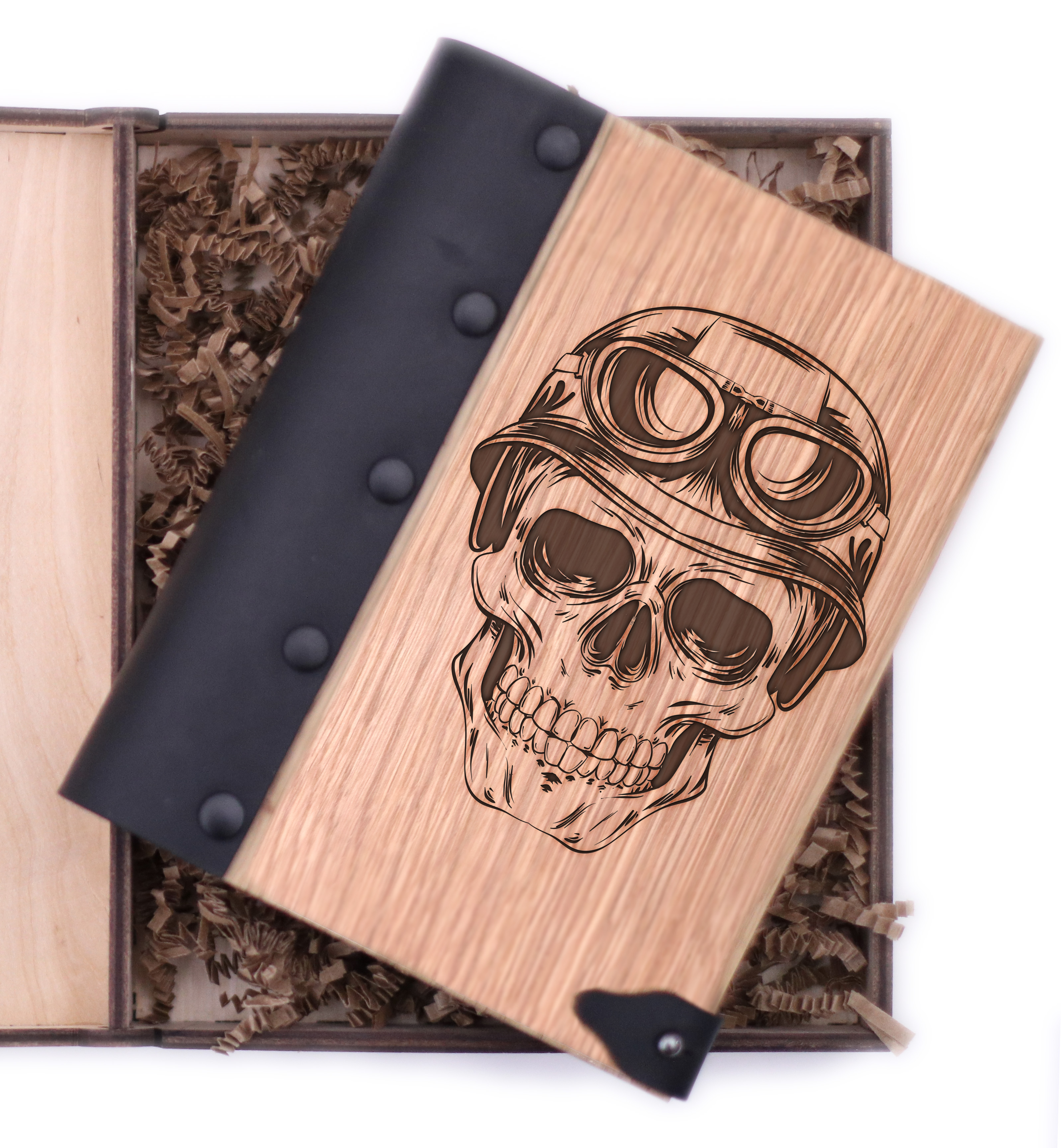 

WOODEN NOTEBOOK Блокнот Skull Деревянная обложка А6 в точку 80 листов Черный WN00203 В точку