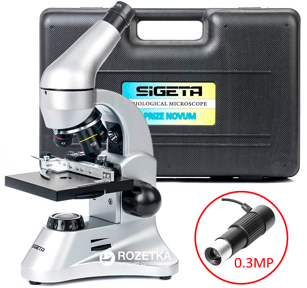 

Микроскоп Sigeta Prize Novum 20x-1280x с камерой 0.3 Мп в кейсе (65243)