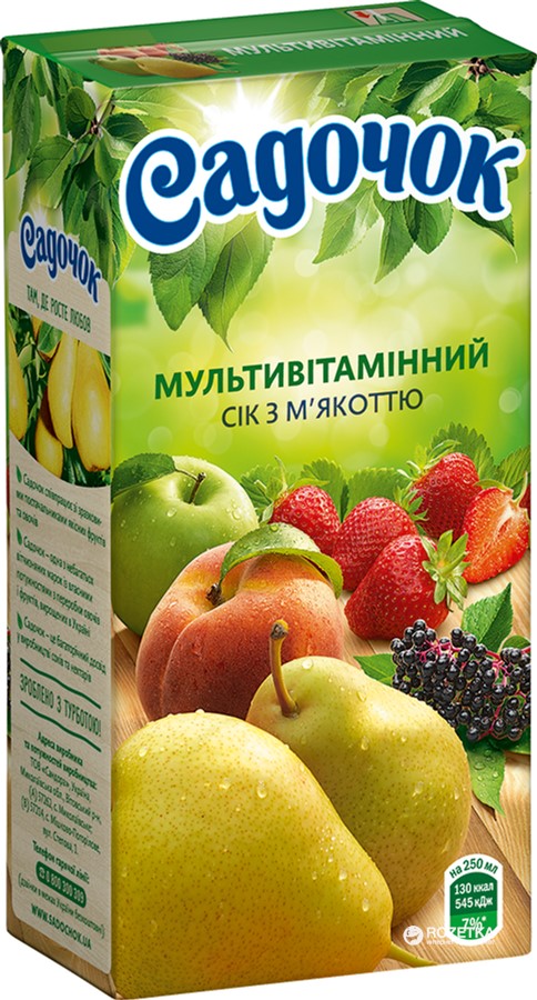 Акція на Упаковка сока Садочок Мультивитаминный с мякотью 0.5 л х 24 шт (4823063105545) від Rozetka UA