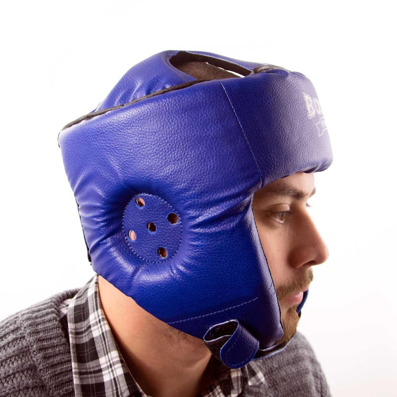 

Профессиональный шлем защитный для каратэ кожанный с печатью ФБУ Boxer L (bx-0044)