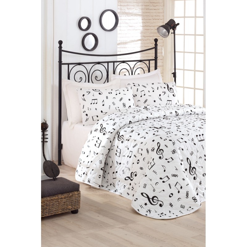 

Покрывало стеганное с наволочкой Eponj Home B&W - Melodiy beyaz белый 160*220