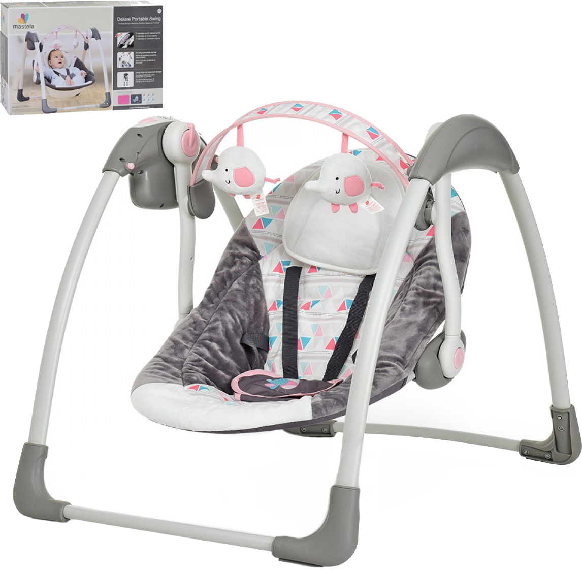 

Кресло-качалка Mastela Deluxe Portable Swing Серо-розовая (6504) (157529)