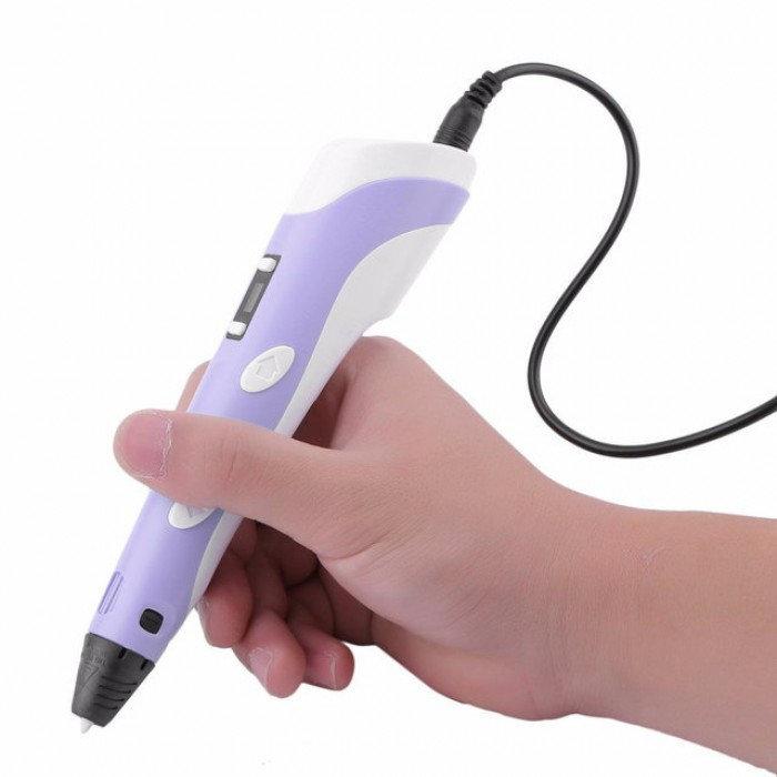

3D ручка 3D Pen 2 с LCD дисплеем и набором 150 м Эко пластика фиолетовая