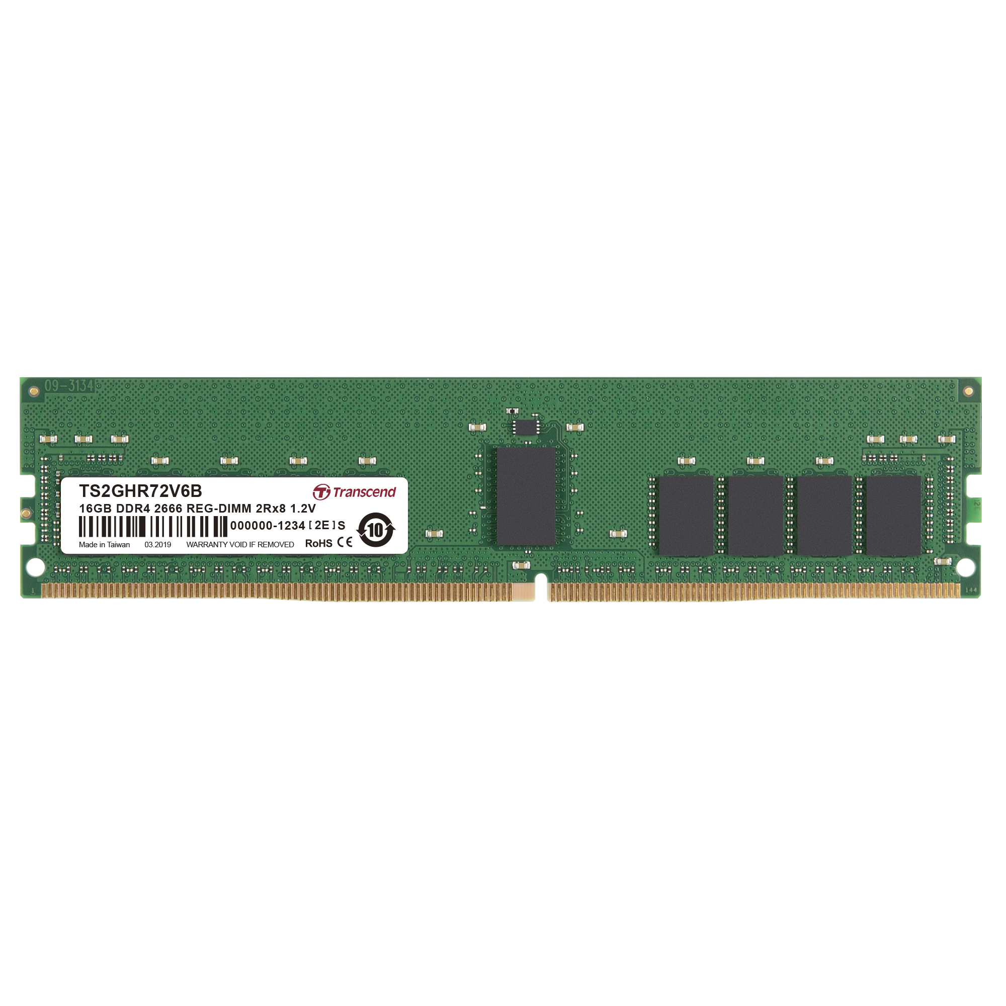 

Модуль памяти DIMM Transcend 16GB DDR4-2666 ECC Registered (TS2GHR72V6B)