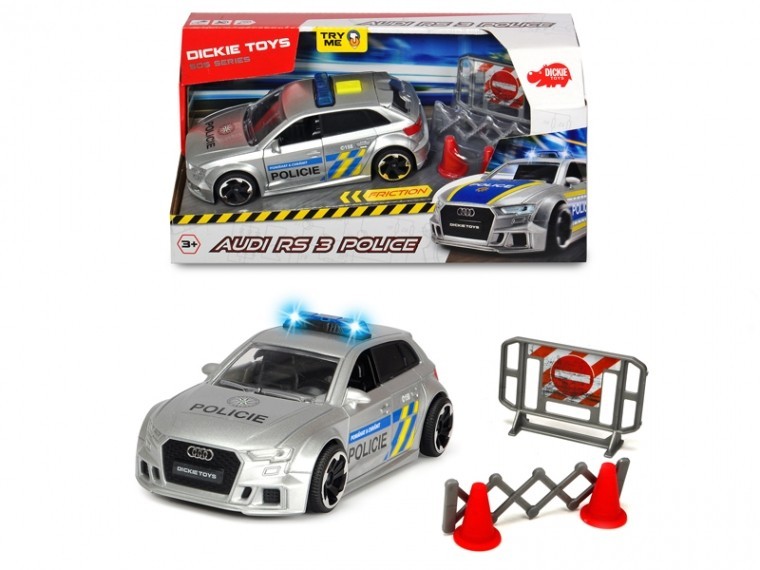 

Автомобиль Dickie Toys SOS. Полиция Ауди со звуковыми и световыми эффектами и аксессуарами 15 см (3713011)