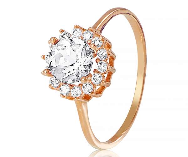 

Кольцо золотое с камнями SWAROVSKI Zirconia "Британия", КД4044SW, 18 размер