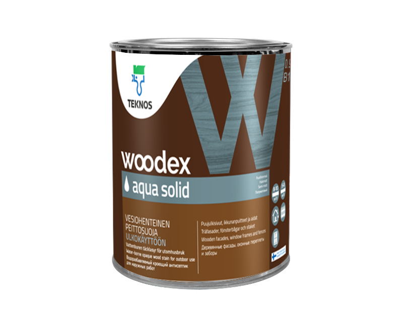 

Краска антисептическая TEKNOS WOODEX AQUA SOLID для древесины белая (база 1) 9л