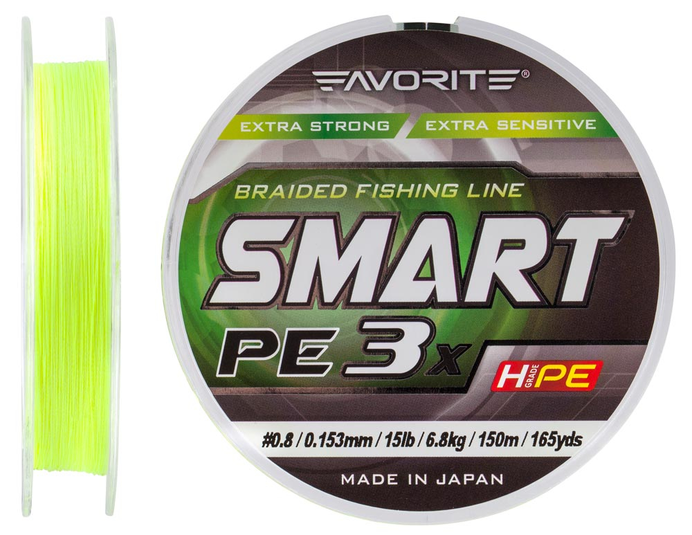 

Шнур Favorite Smart PE 3x 150м (fl.yellow) #0.8/0.153mm 15lb/6.8kg (арт.123416931057)