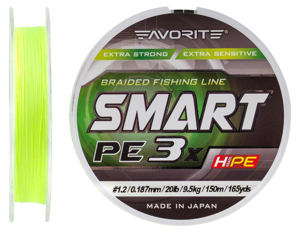 

Шнур Favorite Smart PE 3x 150м (fl.yellow) #1.2/0.187mm 20lb/9.5kg (арт.123416931059)