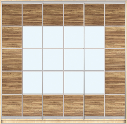 

Шкаф купе Luxe Studio Стандарт-1 ДСП/Зеркало с Пескоструем-15 2300x2200x450 трехдверный