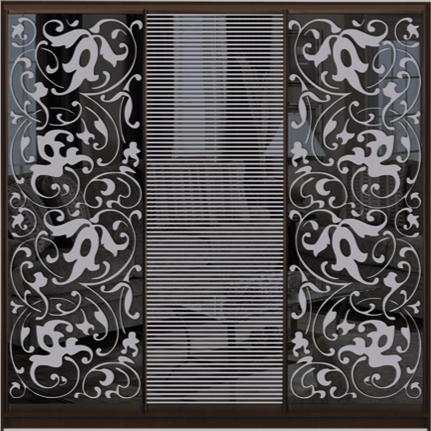 

Шкаф купе Luxe Studio Стандарт-1 Тонированное зеркало с Пескоструем-2 2100x2000x450 трехдверный
