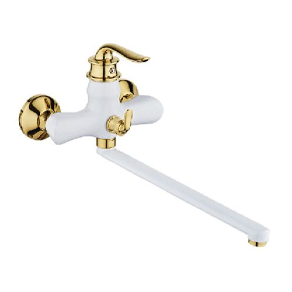 

Смеситель Zerix Z22219-7 ванна euro Белый+Золото (26202)