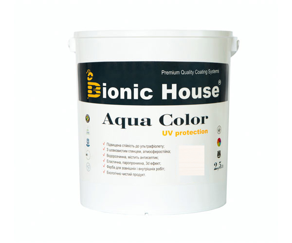 

Краска для дерева Bionic-House Aqua Color UV-protect 2,5л Белый А101