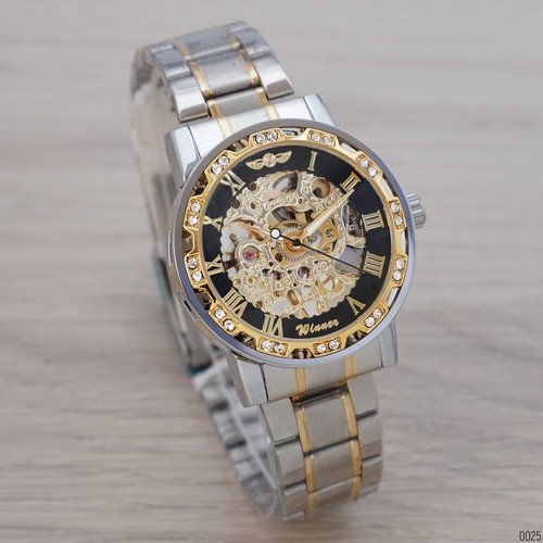 

Мужские наручные часы (8012 Diamonds Automatic Silver-Black-Gold) Winner 40 мм Серебряный 000018103