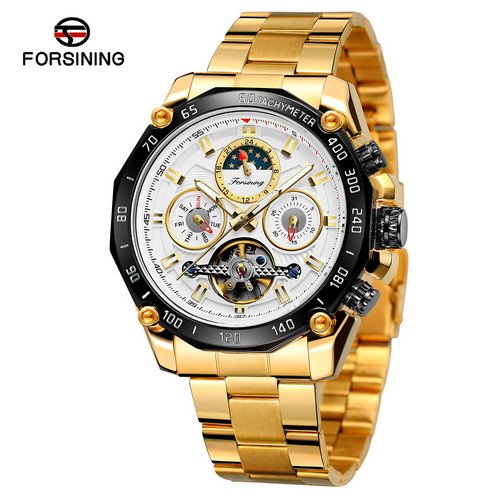 

Мужские наручные часы (6913 Gold-Black-White) Forsining 43 мм Золотой 000018011