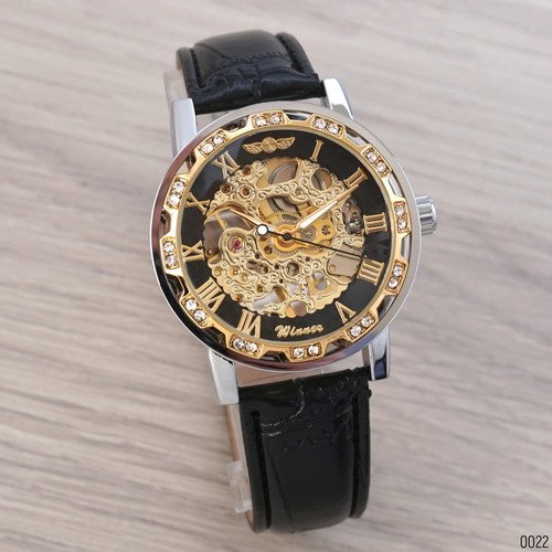 

Мужские наручные часы (8012 Diamonds Automatic Black-Silver-Black) Winner 39 мм Черный 000018120