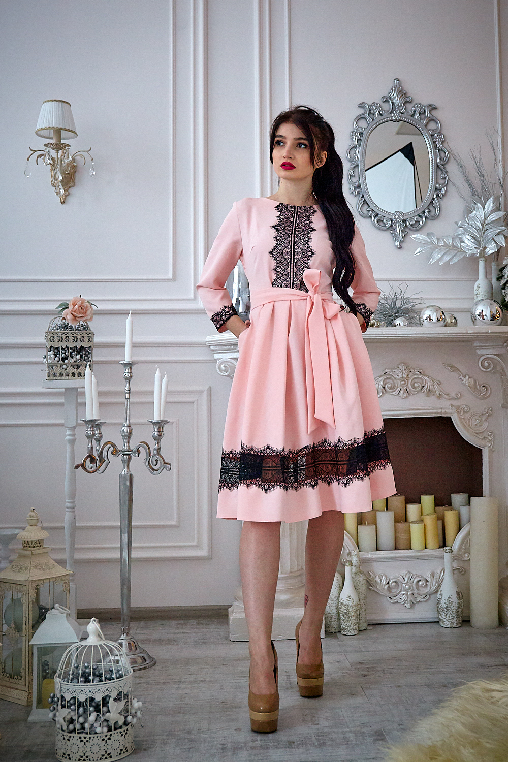 

Платье Angelina 11068-2 розовое, Платье Angelina 11068-2 розовое 50
