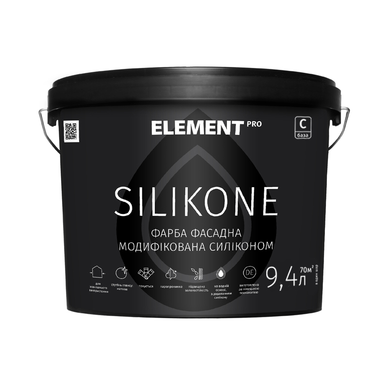 

Фасадная краска SILIKONE (база С) ELEMENT PRO 9.4 л бесцветный