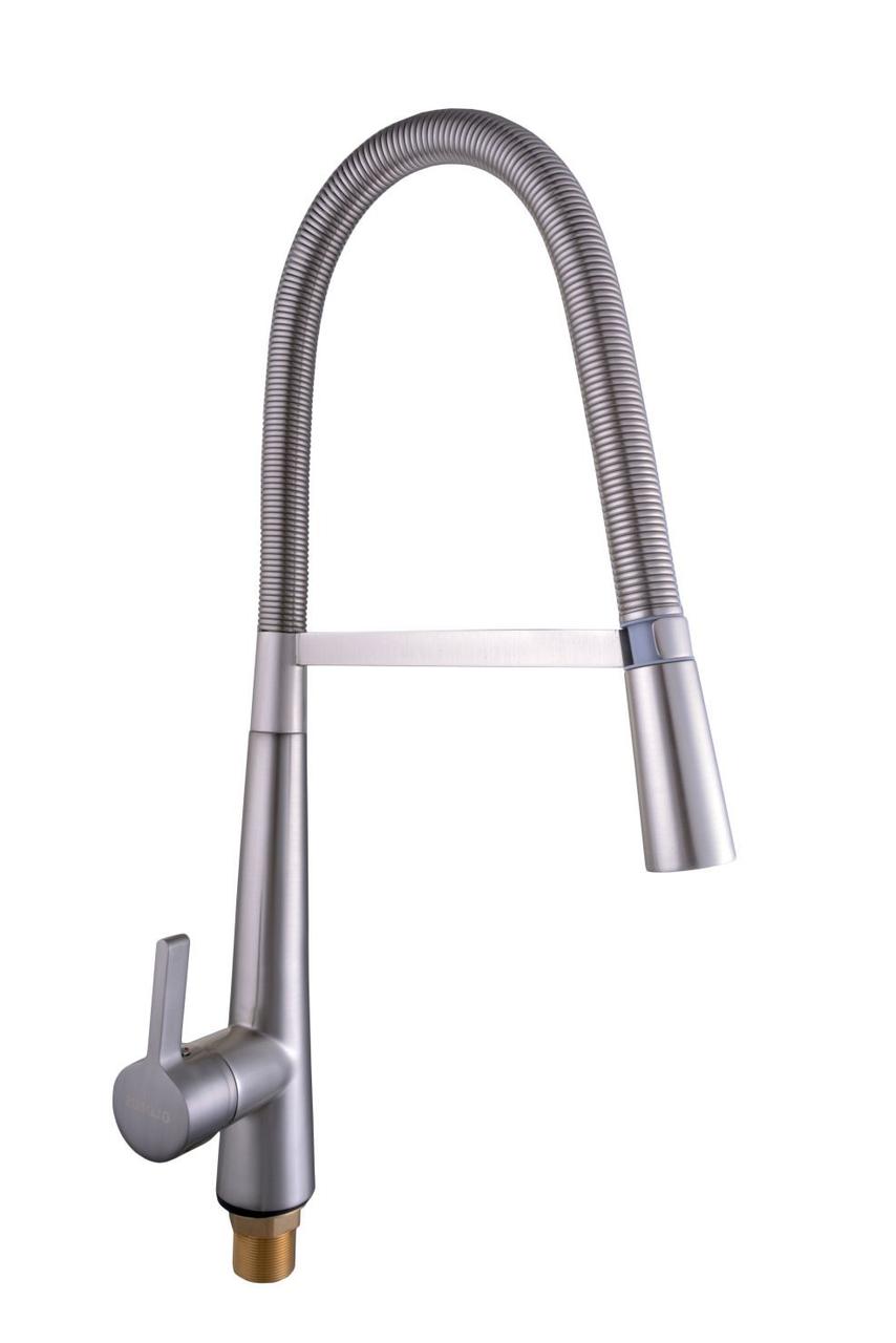 

Смеситель кухонный Globus Lux LAZER GLLR 1032 StSTEEL НЕРЖАВЕЙКА с пружинным изливом