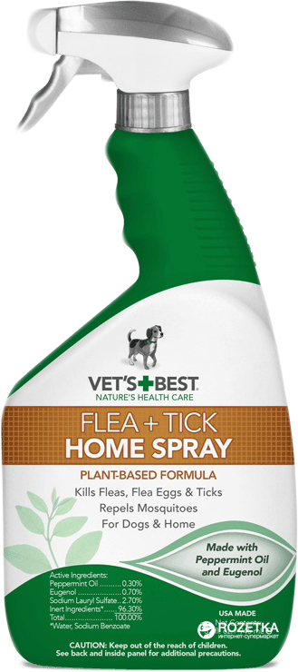 

Спрей VET`S BEST Natural Flea & Tick Home Spray от блох,клещей и москитов для собак и дома 945 мл