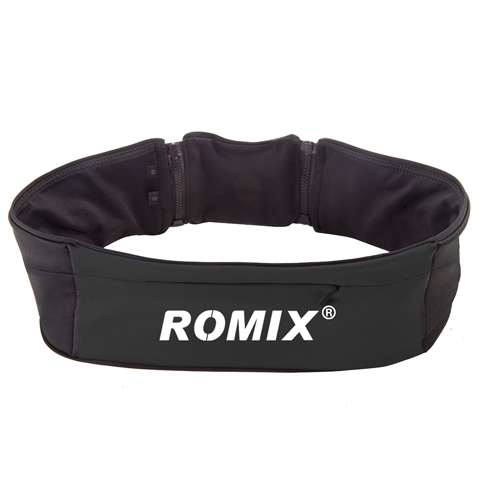 

Спортивный пояс-сумка L&XL с тремя карманами на молнии ROMIX RH26-L&XL B черный