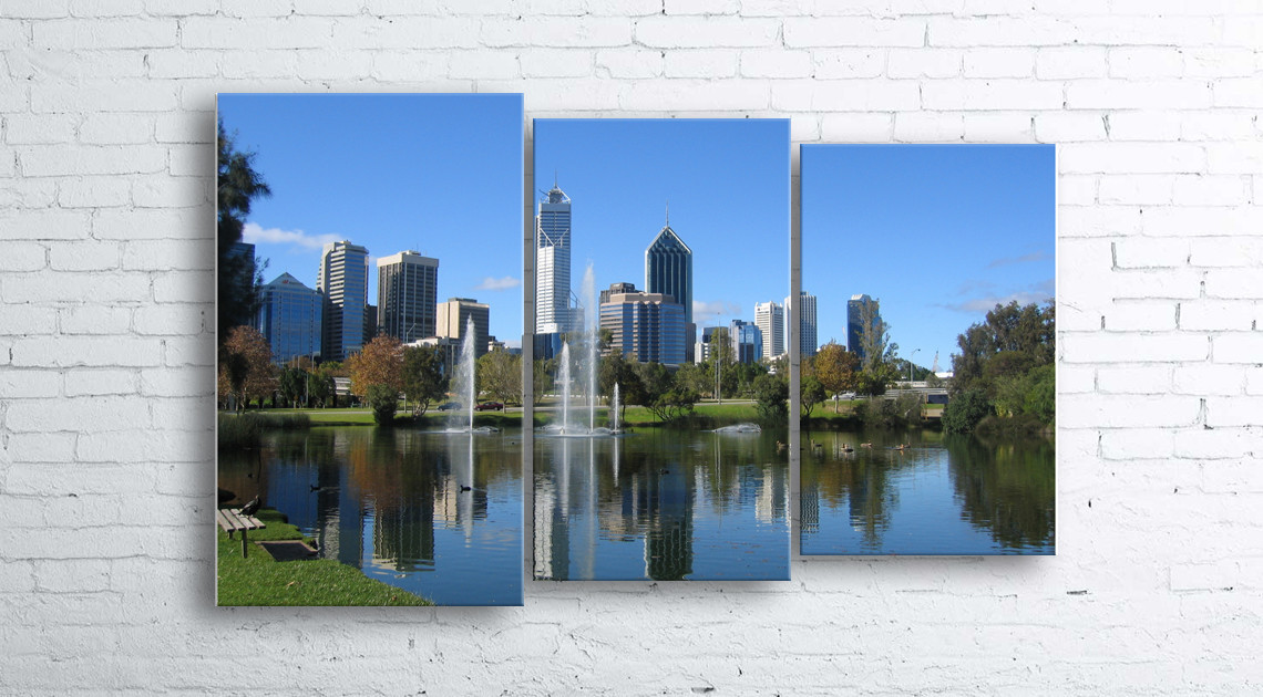 

Модульная картина на холсте 3 в 1 Австралия. Королевский парк. Речка Лебедь 100х160 см