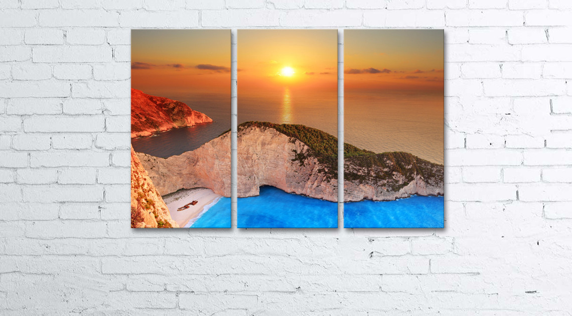 

Модульная картина на холсте 3 в 1 Голубая лагуна 60х90 см