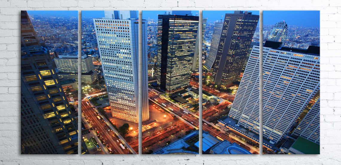 

Модульная картина на холсте 5 в 1 Токио 100х200 см