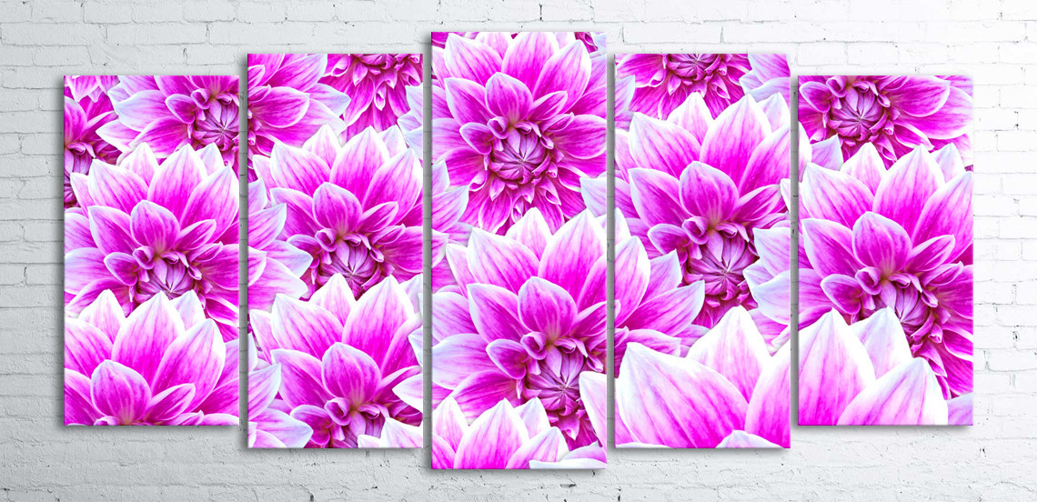 

Модульная картина на холсте 5 в 1 Георгины 100х200 см