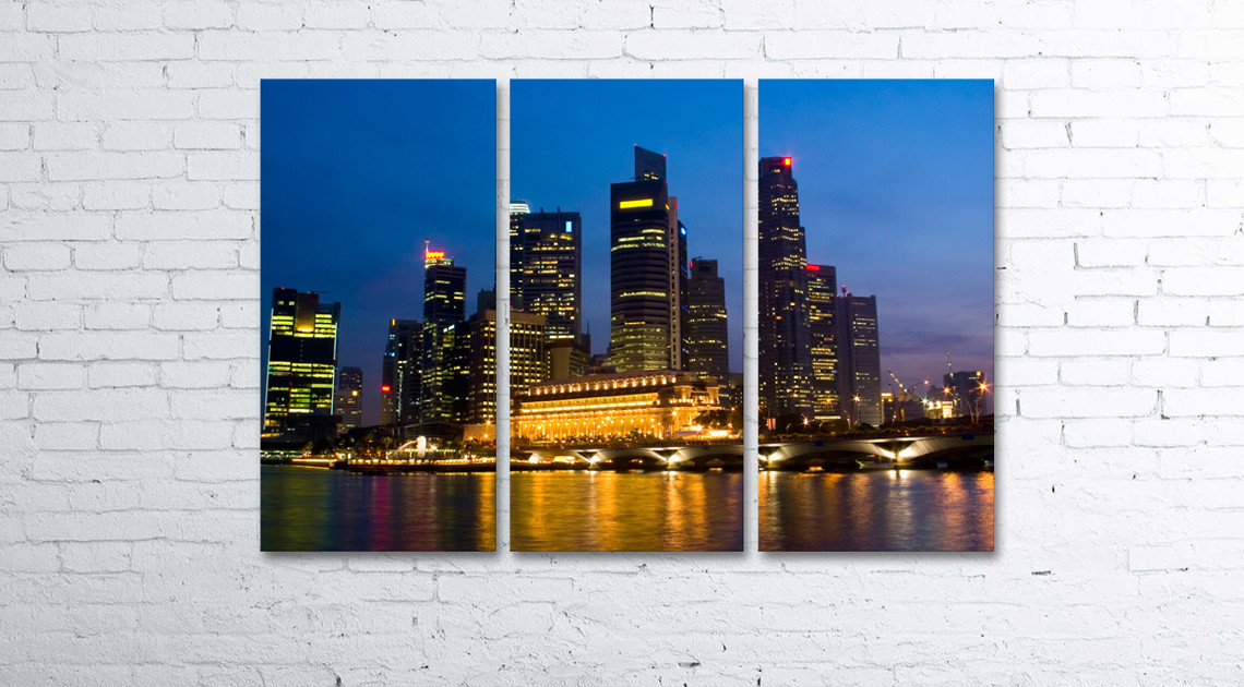 

Модульная картина на холсте 3 в 1 Сингапур 80х120 см