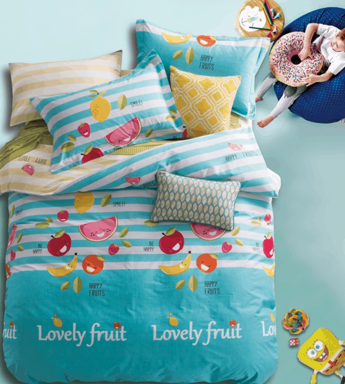 

Постельное белье Любимые фрукты CottonTwill 200х220 см Голубой 000018448