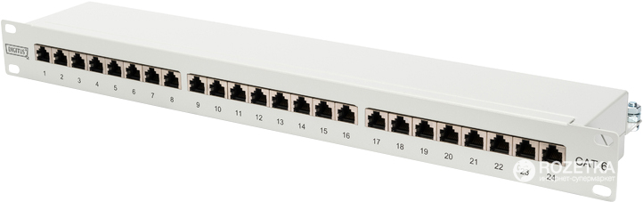 

Патч-панель Digitus Professional 19" 1U CAT6 24xRJ45 FTP складана для серверної шафи/стійки (DN-91624S)