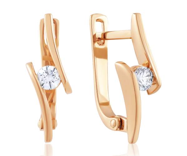 

Серьги золотые с камнями SWAROVSKI Zirconia "Встреча", С4191SW