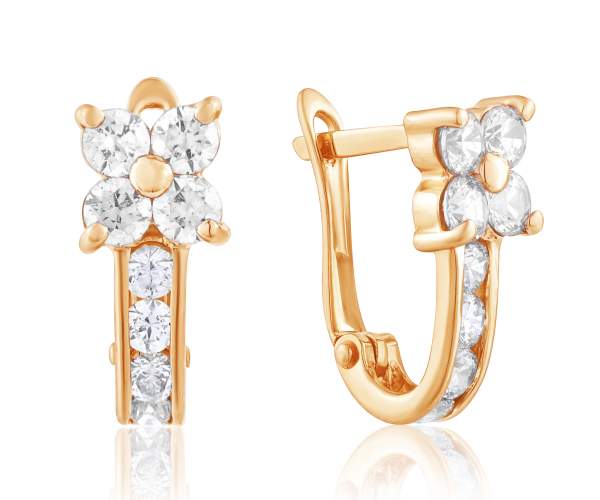 

Серьги золотые с английским замком камнем SWAROVSKI "Лилия", С4192SW