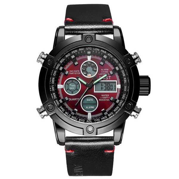 

Мужские наручные часы (3022 Black-Red Smooth Wristband) AMST 50 мм Черный 000028437