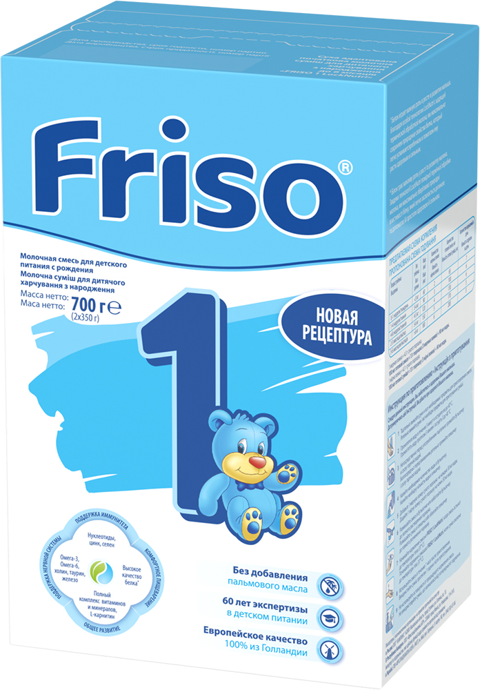 

Смесь сухая молочная Friso Фрисолак 1 с 0 до 6 месяцев 700 г (2х350 г) (8716200722599)