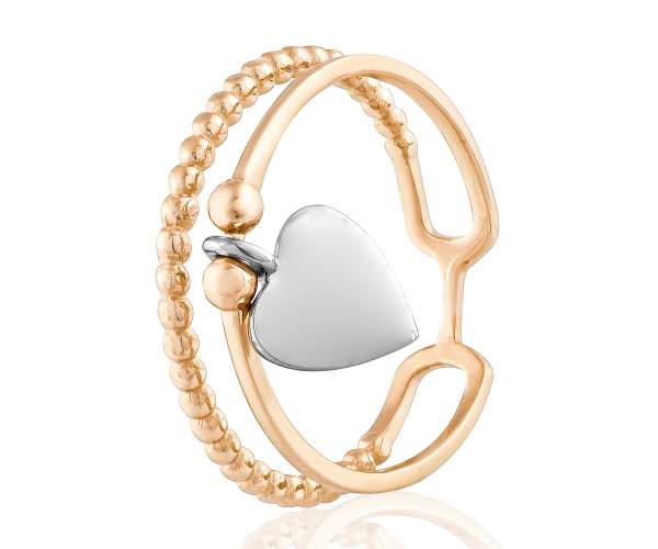 

Кольцо золотое с подвеской в стиле Tiffany,комбинированное золото, КД0526, 17.5 размер