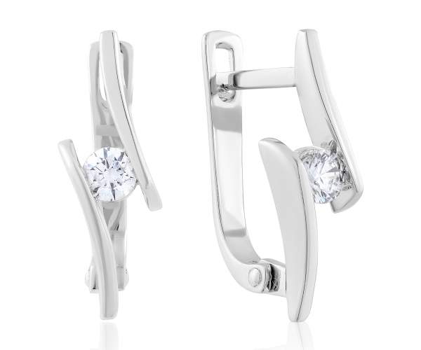 

Серьги с камнем SWAROVSKI Zirconia "Встреча", белое золото, С4191/1SW